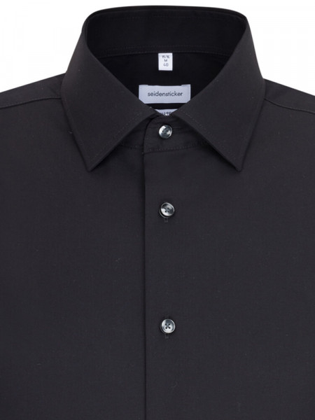 SEIDENSTICKER Tailored Fit Camisa Negro Business Kent Popeline - Vista 2