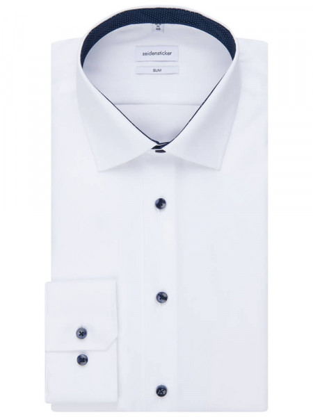 SEIDENSTICKER Slim Fit Camisa Blanco Business Kent Popeline - Vista 4