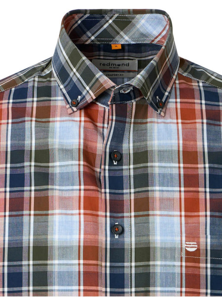 REDMOND Comfort Fit Camisa Rojo Button-Down Hyperflex Dobby - Vista 1