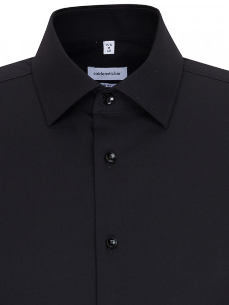 SEIDENSTICKER Slim Fit Camisa Negro Business Kent Popeline - Vista 2
