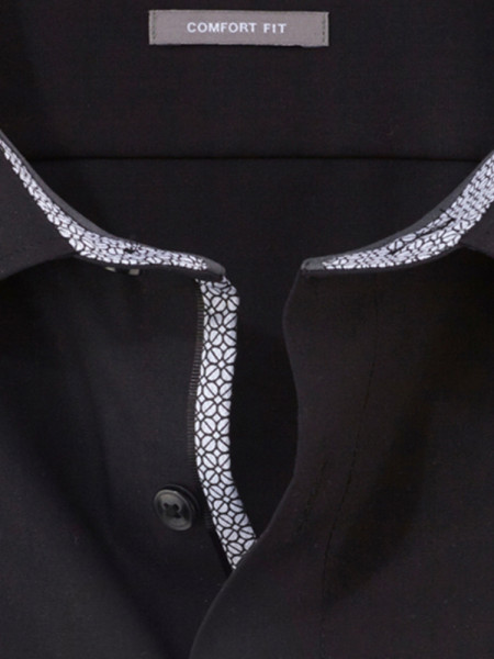 OLYMP Comfort Fit Camisa Negro New Kent Popeline