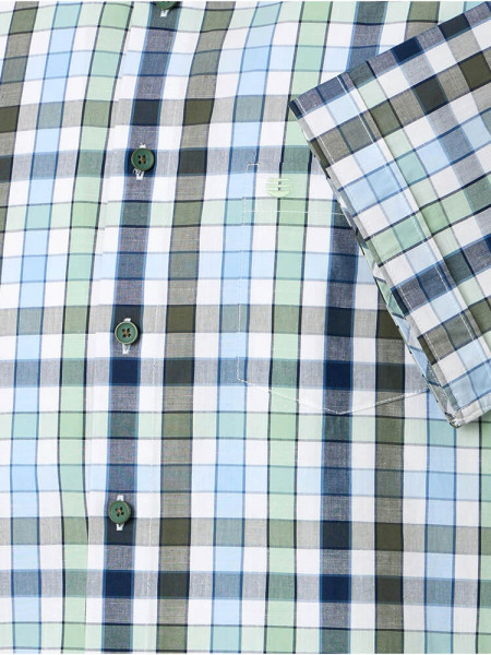 REDMOND Regular Fit Camisa Verde Kent Struktur - Vista 2