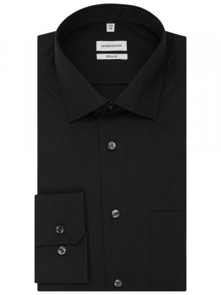 SEIDENSTICKER Regular Fit Camisa Negro Business Kent Popeline - Vista 4