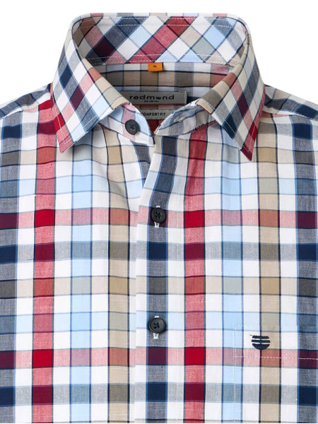 REDMOND Comfort Fit Camisa Rojo Kent Struktur - Vista 1