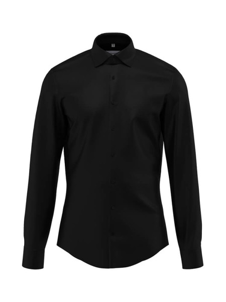 SEIDENSTICKER Slim Fit Camisa Negro New Kent Satin