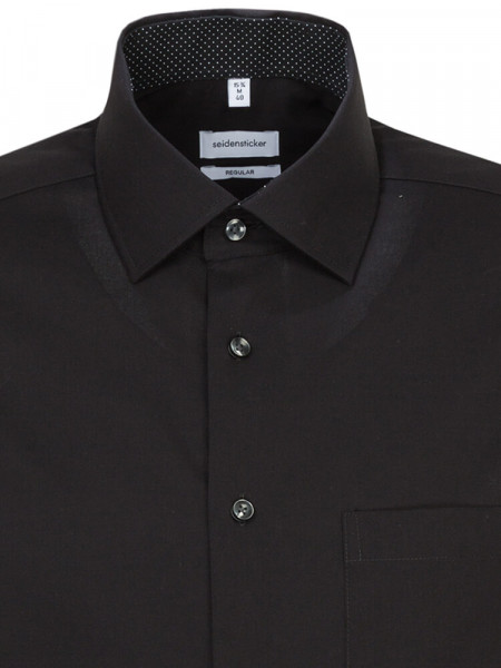 SEIDENSTICKER Regular Fit Camisa Negro Business Kent Popeline - Vista 2