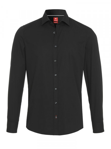 PURE Slim Fit Camisa Negro Kent Popeline - Vista 1