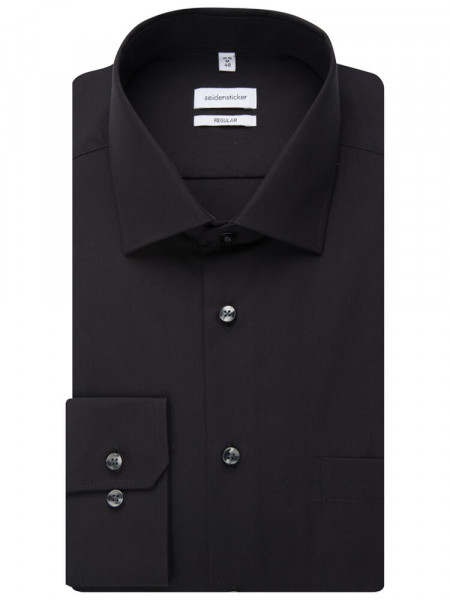SEIDENSTICKER Regular Fit Camisa Negro Business Kent Popeline - Vista 4