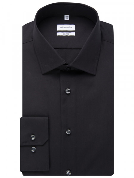 SEIDENSTICKER Tailored Fit Camisa Negro Business Kent Popeline - Vista 4