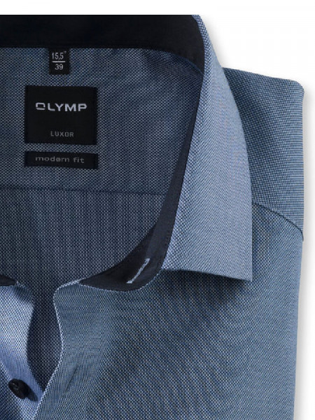OLYMP Regular Fit Camisa Azul oscuro Global Kent Struktur