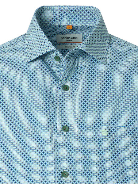 REDMOND Regular Fit Camisa Verde Kent Print - Vista 1