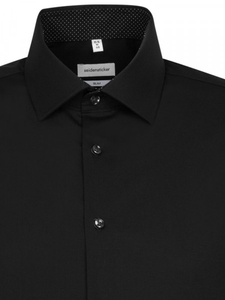SEIDENSTICKER Slim Fit Camisa Negro Business Kent Popeline - Vista 2