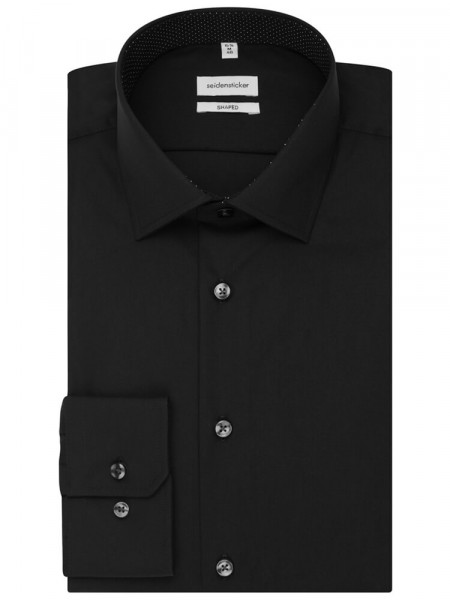 SEIDENSTICKER Tailored Fit Camisa Negro Business Kent Popeline - Vista 4