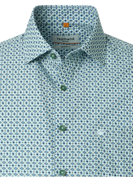 REDMOND Comfort Fit Camisa Verde Kent Print - Vista 1