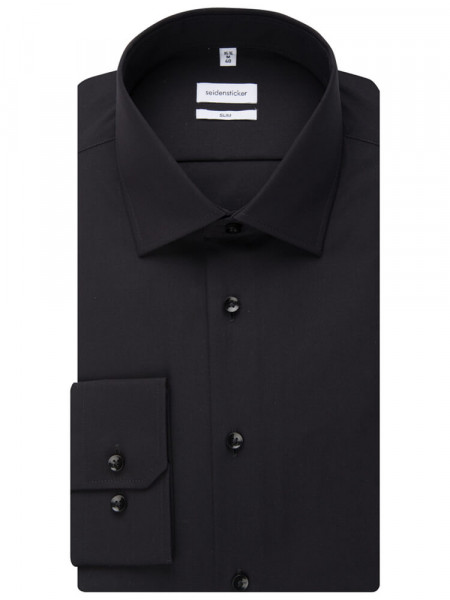 SEIDENSTICKER Slim Fit Camisa Negro Business Kent Popeline - Vista 4