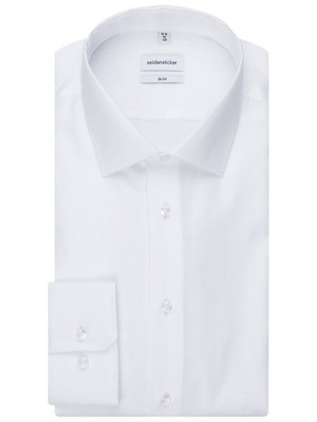 SEIDENSTICKER Slim Fit Camisa Blanco Business Kent Struktur - Vista 4