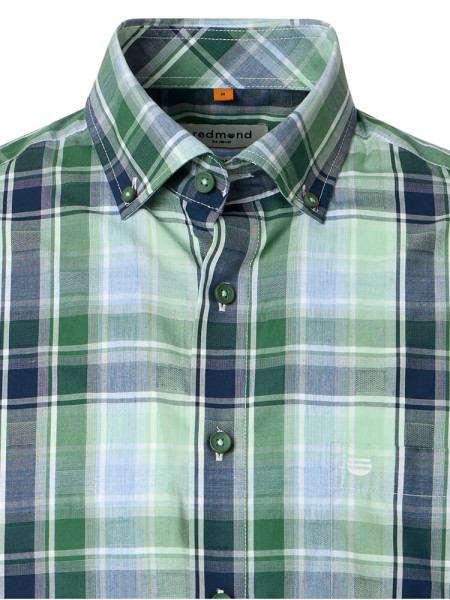 REDMOND Comfort Fit Camisa Verde Button-Down Hyperflex Dobby - Vista 1
