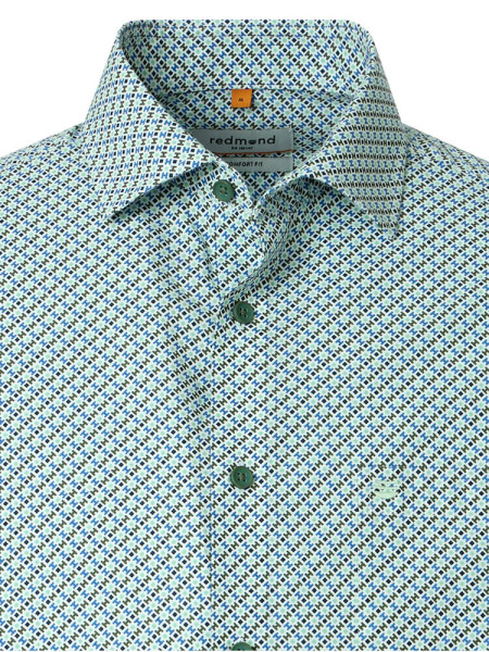 REDMOND Comfort Fit Camisa Verde Kent Print - Vista 1