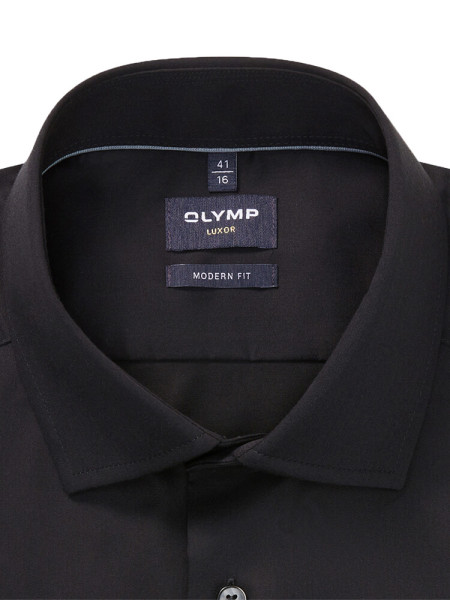 OLYMP Regular Fit Camisa Negro Global Kent Satin  - Vista 1