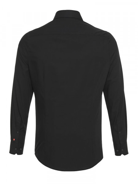 PURE Slim Fit Camisa Negro Kent Popeline