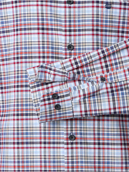 REDMOND Comfort Fit Camisa Rojo Button-Down Fein Oxford - Vista 2