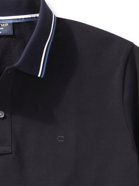 OLYMP Polo Negro Piqué