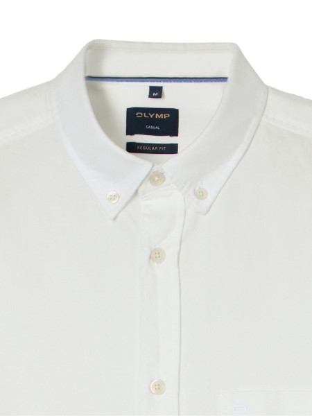OLYMP Regular Fit Camisa Blanco Button-Down Fein Oxford