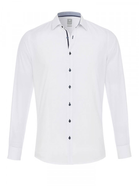 PURE Extra Slim Fit Camisa Blanco Modern Kent Popeline - Vista 1