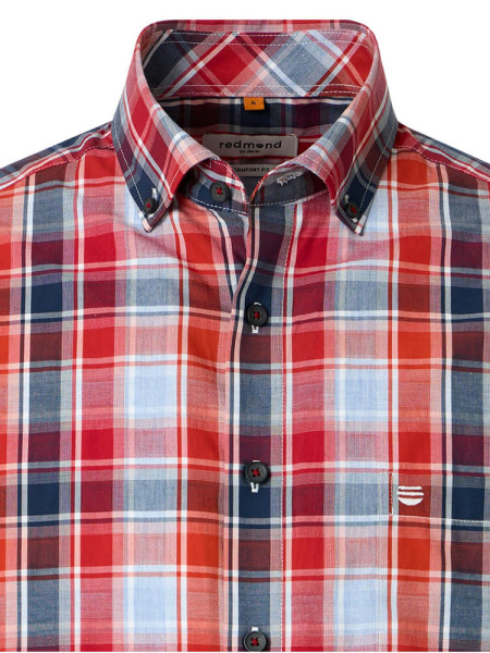 REDMOND Comfort Fit Camisa Rojo Button-Down Hyperflex Dobby - Vista 1