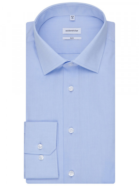 SEIDENSTICKER Slim Fit Camisa Azul claro Business Kent Chambray - Vista 4