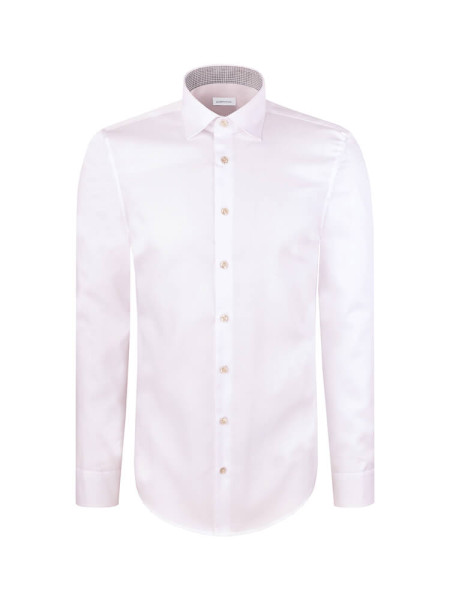 SEIDENSTICKER Slim Fit Camisa Beige claro New Kent Struktur