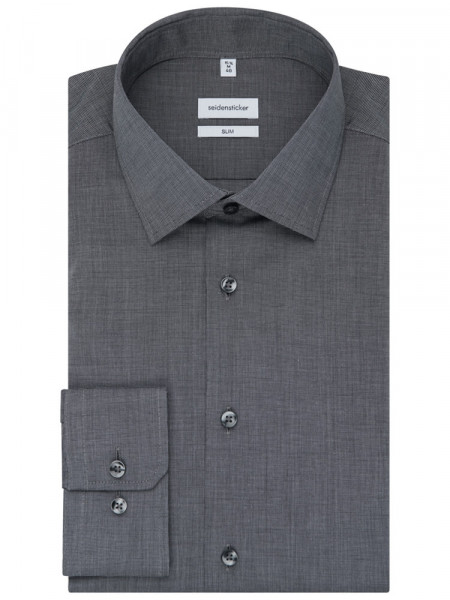 SEIDENSTICKER Slim Fit Camisa Antracita Business Kent Fil à Fil - Vista 4