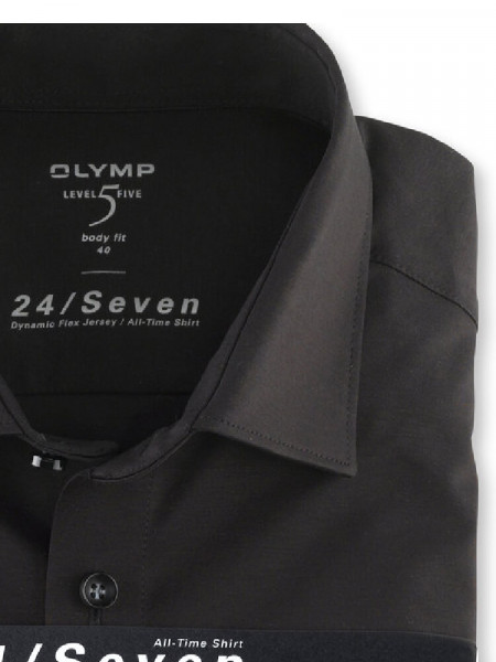 OLYMP Slim Fit Camisa Negro New York Kent Jersey